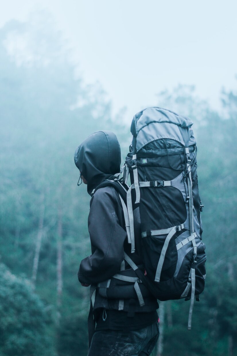 Reisender mit Kapuzenjacke und großem Rucksack vor Urwald | © Lalu Fatoni Pexels