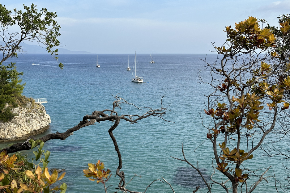 Segelboote  im türkisblauen Wasser an der Küste im Ionischen Meer | © Flughafen Linz