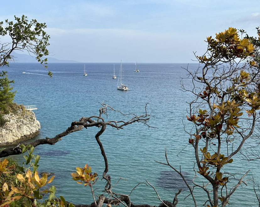 Segelboote  im türkisblauen Wasser an der Küste im Ionischen Meer | © Flughafen Linz